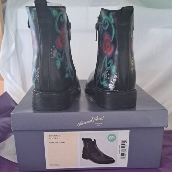 Hand Painted Colorful Butterfly Ankle Boots 8.5 - Picture 10 of 11